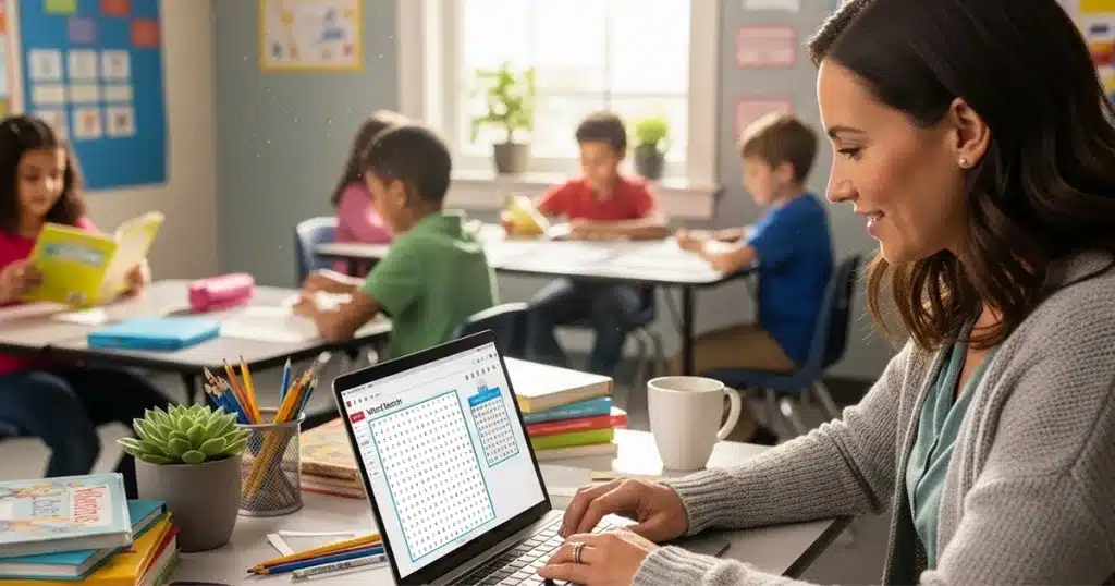 word search creator for teachers - educator designing educational puzzles